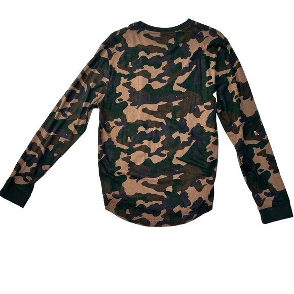 D&F Denim & Flower Ricky Singh Camo Long Sleeve Tokyo Henley Mens Size Medium - Picture 2 of 9